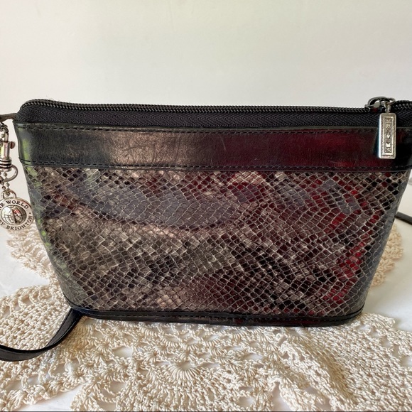 Rare Brighton Crossbody Snake Skin Leather vintage Convertible Clutch Purse Bag - Picture 3 of 10